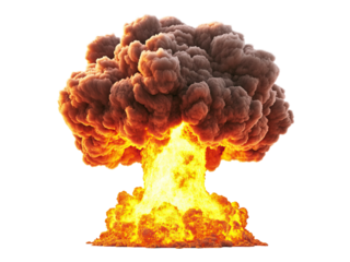 Explosion with Mushroom Cloud and Fiery Base