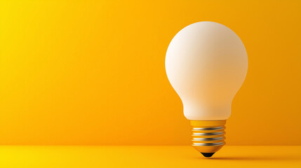 Light bulb standing on its base on yellow background symbolizing creativity