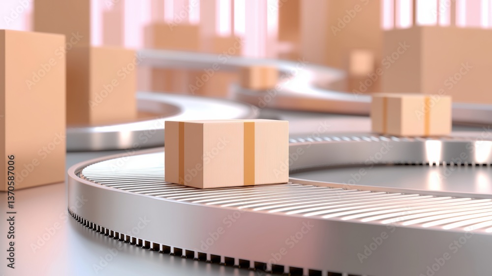 Aufkleber a modern conveyor system with packages in a warehouse, showcasing an efficient logistics setup and s