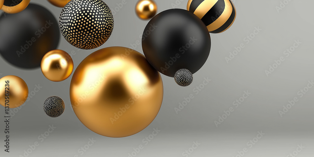 Poster Spheres floating in space creating abstract composition