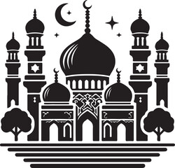 mosque silhouette vector illustration