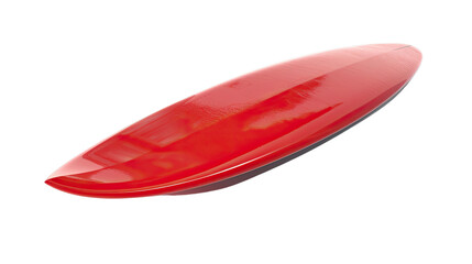 Red Surfboard: An eye-level shot of a sleek, vibrant red surfboard against a background, ready for the next big wave.