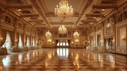 Naklejka premium Magnificent Grand Ballroom: Opulent Interior Design