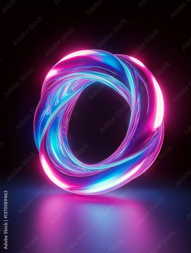 Aufkleber glowing neon circle forming an abstract shape with vivid colors