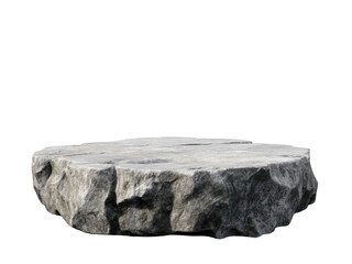 Large Circular Gray Rock with Rough Textured Surface