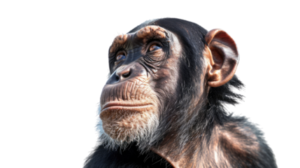 Chimpanzee Portrait: A close-up portrait of a chimpanzee, showcasing its intelligent gaze and expressive face, offering a glimpse into the primate world.