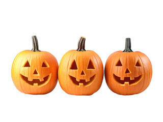 Three Jack-o'-Lanterns with Classic Carved Faces