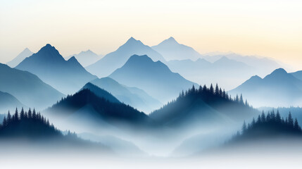 mountain landscape with fog