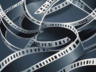 Abstract tangled film strips.