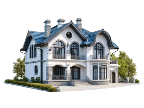 Large Two-Story House with Stone and Stucco Exterior