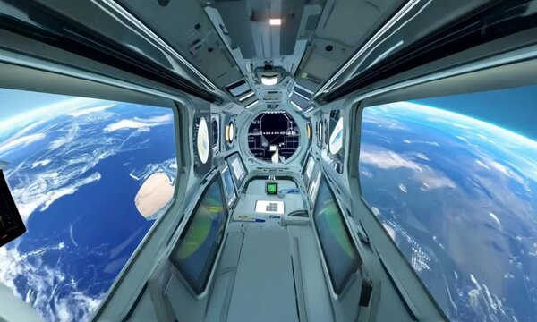 interior of futuristic internation space station