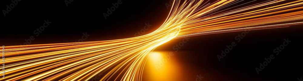 Aufkleber golden rays of light converging into a bright core on a black background