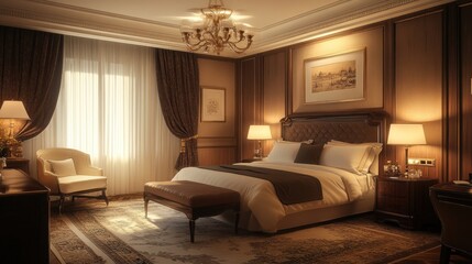 Fototapeta premium Luxurious Hotel Suite Bedroom Interior Design