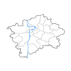 Fototapeta premium Praha map with districts and waterways
