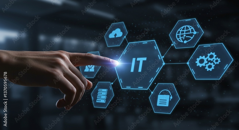 Poster navigating the digital realm: a fingertip interacts with an 