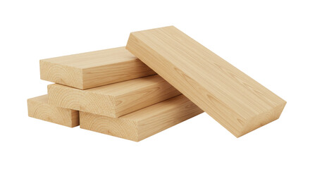 Isolated Stack of Wood Planks