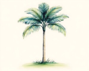 Obraz premium Watercolor Palm Tree for Tropical Island Illustration.