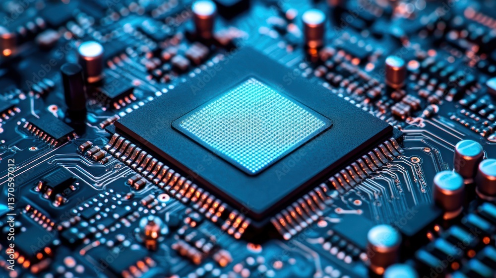Poster illuminated central processing unit on a printed circuit board