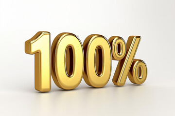 Shiny gold one hundred percent symbol representing guarantee and quality