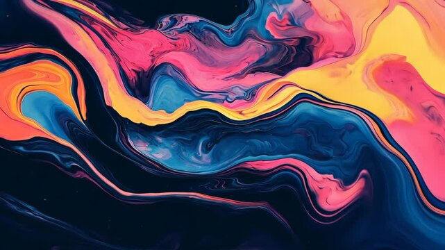 Vibrant abstract swirl of colors resembling a cosmic landscape at dusk