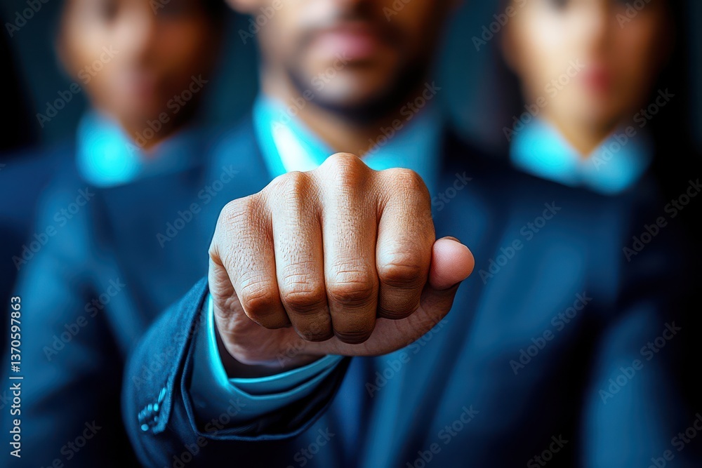 Aufkleber powerful gesture of determination and strength displayed by business professional in sharp suit surr
