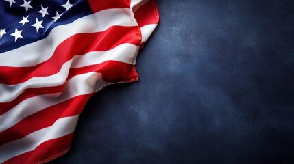 Waving American Flag on Dark Background Symbolizing Patriotism and Freedom