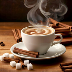 cup of coffee with cinnamon