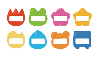 カラーバリエーションのある子供用名札のイラストセット © モツ煮子