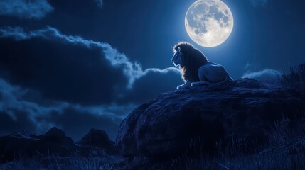 Nighttime Full Moon Scene