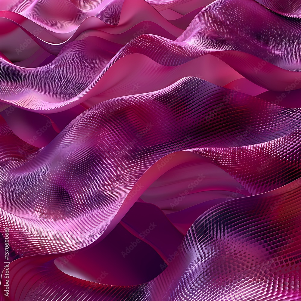 Poster abstract background featuring undulating waves with a textured, possibly metallic or fabric surface 
