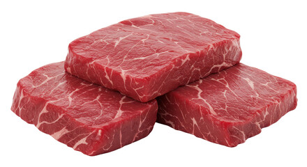 Isolated Raw Beef Cubes
