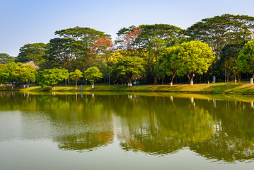 The natural scenery in spring of Shuilianshan Reservoir in Dongguan, China