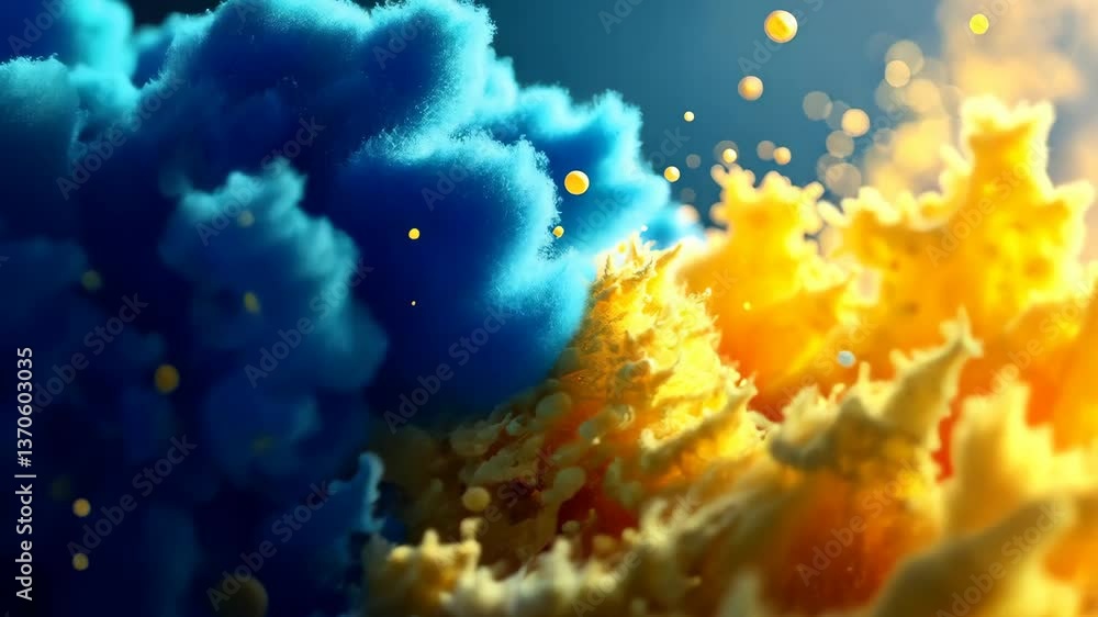 Leinwandbilder mesmerizing dance of azure and gold a microscopic spectacle of color and texture
