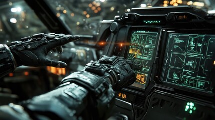 Futuristic Spaceship Cockpit Interface