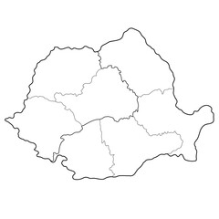 Romania map with Transylvania and regions