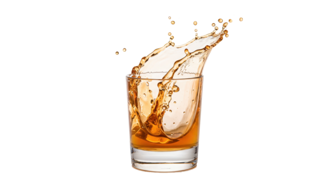 Isolated Whiskey Splash in Glass