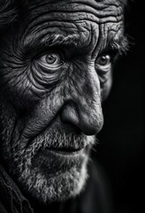 Obraz premium Close up portrait of senior man showing wrinkles and wisdom