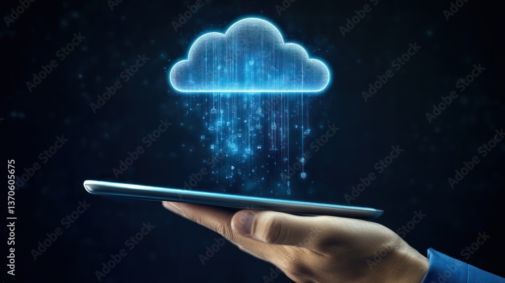 Poster cloud computing, data transfer to digital device