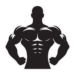 Bodybuilder Silhouette Muscular Figure Vector Illustration Fitness Design