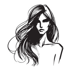 Fashion woman with long hair vector illustration stylish design