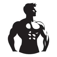 Bodybuilder silhouette vector illustration muscular athletic fitness