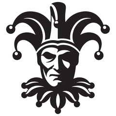 Jester Vector Art Silhouette Illustration Masked Fool Character Design