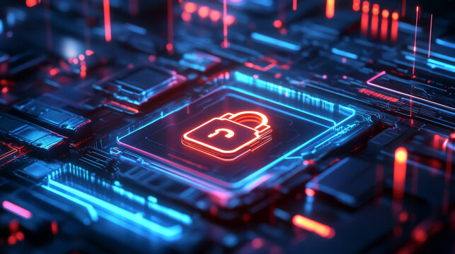 3D Security Operations Metrics icon neon sign