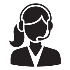 Customer Service Support Representative Silhouette Illustration with Headset Vector
