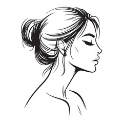 Beautiful woman with bun vector illustration for feminine designs elegance