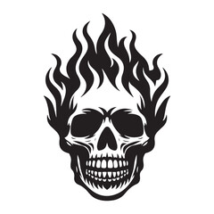 Silhouette Burning Skull Illustration Vector Graphic for Intense Designs