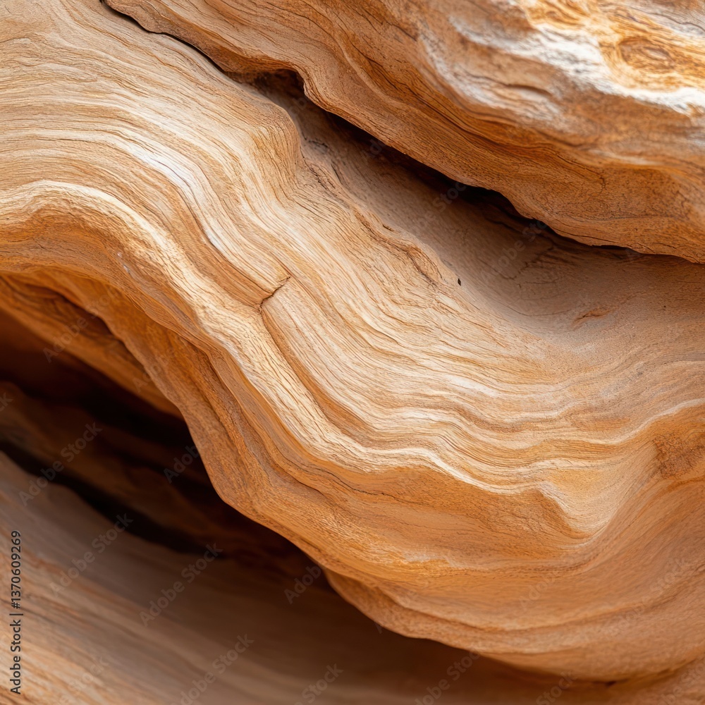 Poster Close up view of wood grain texture showing organic patterns and light beige tones highlighting the natural structure. Detailed surface reveals intricate lines and textures