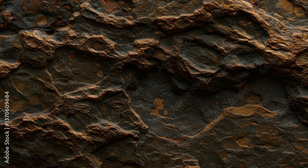 Poster detailed texture of weathered rock formation showing rough surface