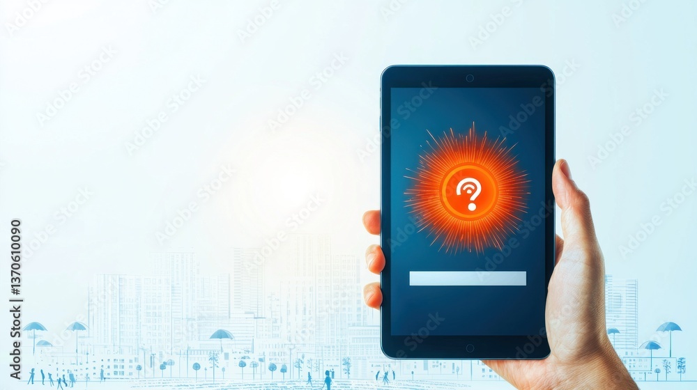 Aufkleber engaging digital interaction urban setting smartphone use innovative technology close-up view user e