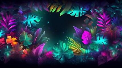 Vibrant Neon Tropical Leaves Floral Arrangement